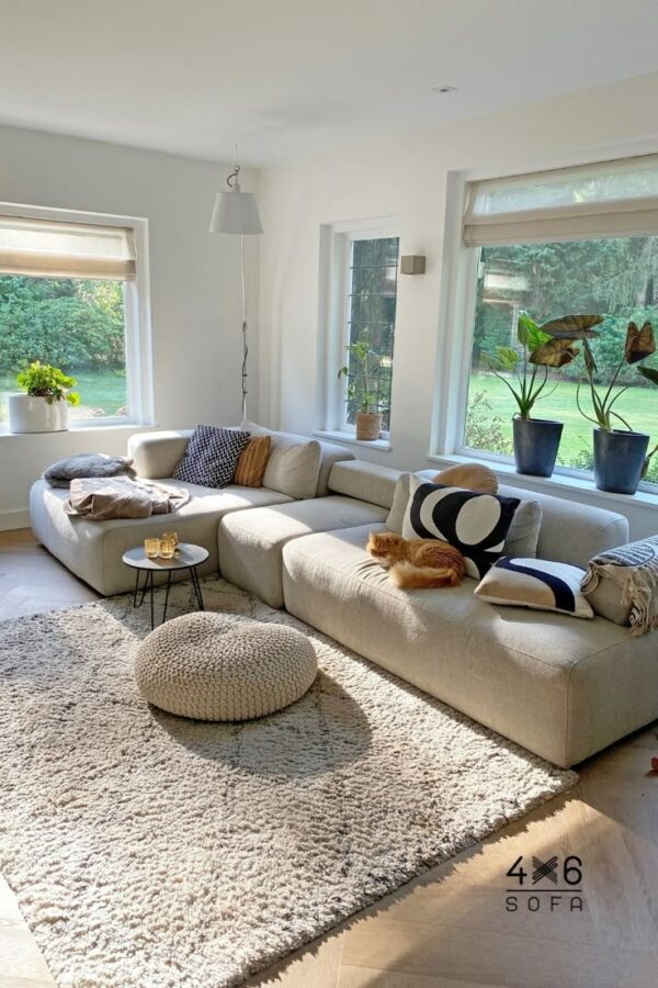 beige modulaire bank